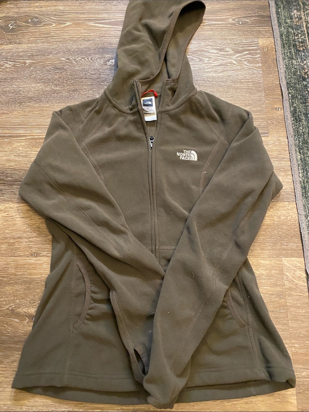 The North Face Olive Green Hooded Fleece Jacket
